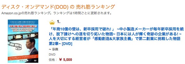 臥龍の顧問先であるアサヒ・ドリーム・クリエイトさまが
Amazon DODストア売れ筋ランキングで1位を獲得!